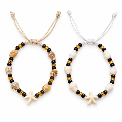 Bundles of 10 Conch Shell Bracelet with Star Assorted